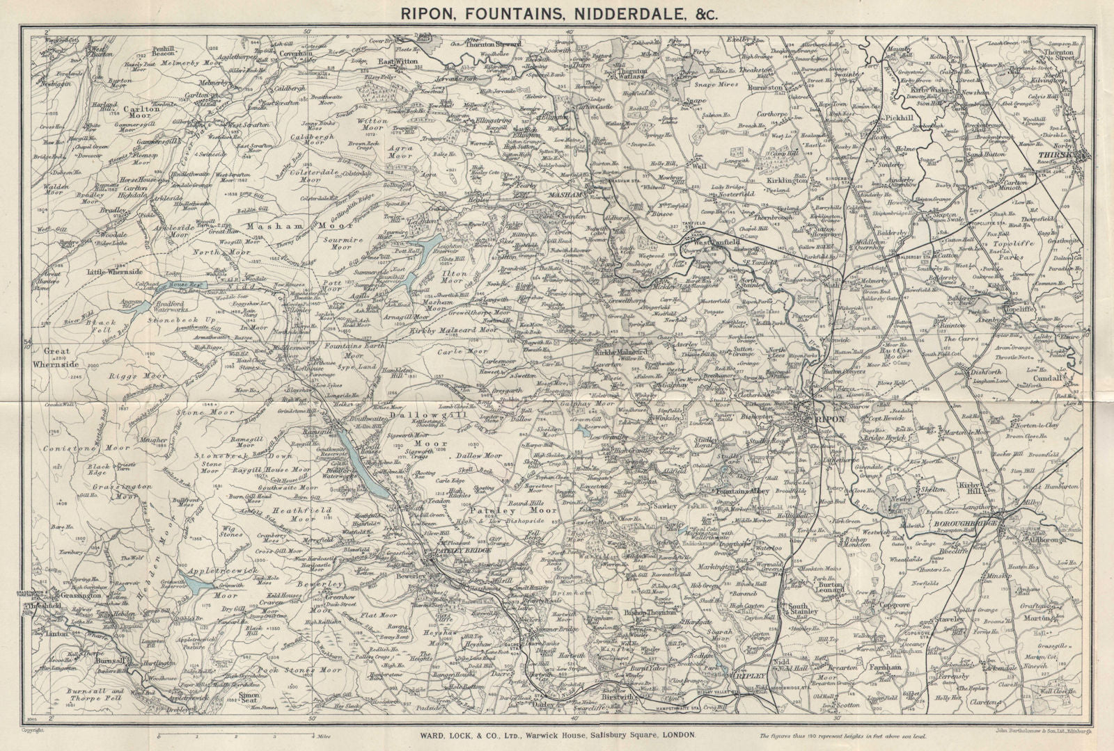 RIPON & NIDDERDALE vintage tourist map. Yorkshire Dales. WARD LOCK 1939